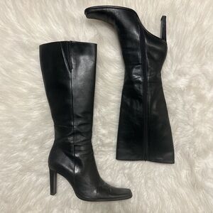 Black Y2K Vtg Diba Knee High Zip Up Heeled Boots 8.5